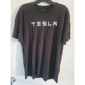 TESLA Mens Size Large Black Logo Graphic Short Sleeve T-Shirt 100% Cotton